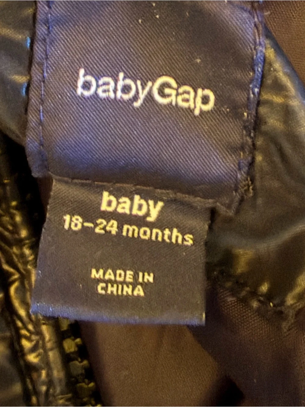 Baby Gap Black Glossy Puffer Coat 18–24M